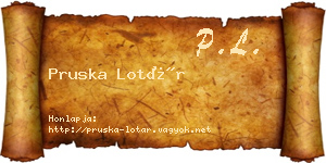Pruska Lotár névjegykártya